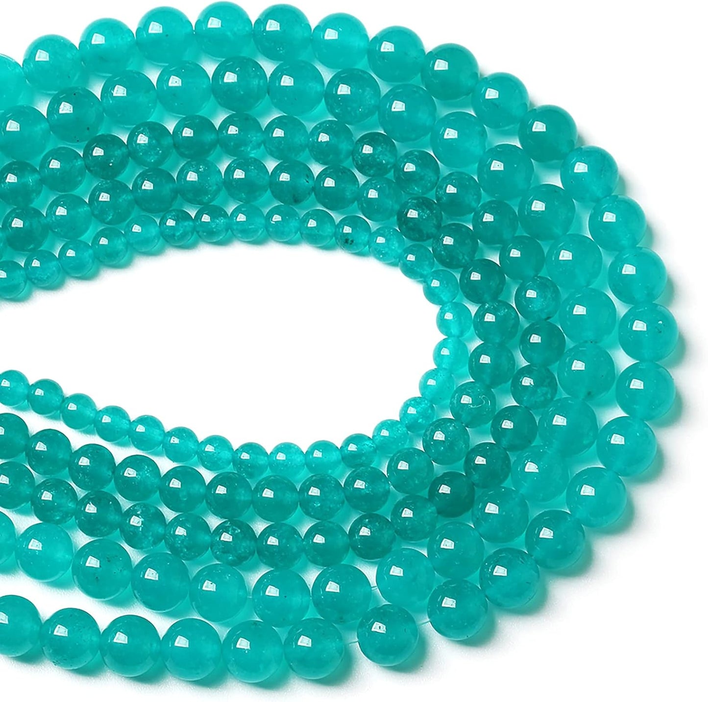 76PCS 10mm Natural Stone Beads Blue Amazonite Jade Stone Round Loose Beads for Jewelry Making DIY Bracelet Necklace 32" 2 Strands
