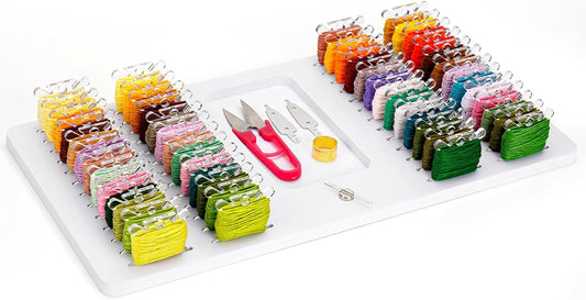 3mm Embroidery Floss Storage Organizer, 52-Slot Bobbin & Tools Tray with Magnetic, Embroidery Thread Organizer Holder for Cross Stitch Storage (Bobbins are Not Include)