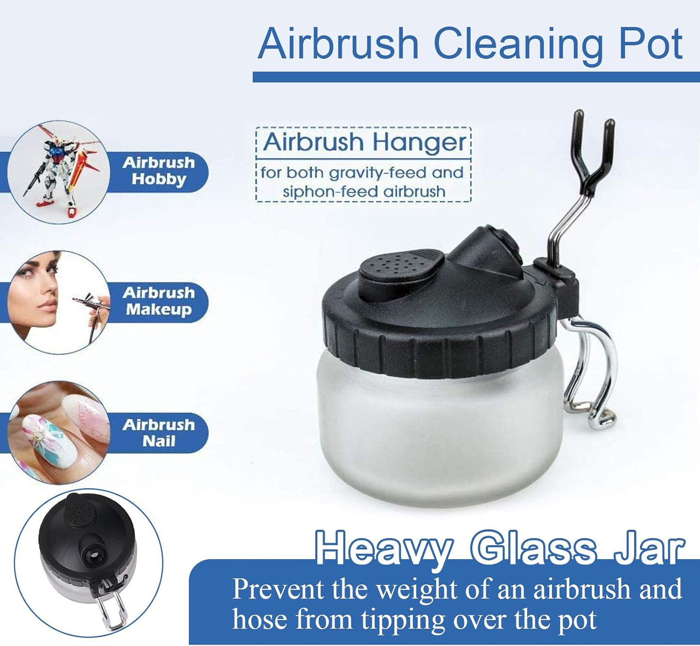 Airbrush Cleaning kit Glass Cleaning Pot with holder,Wash Cleaning Tools,5 Nozzle cleaning Needles and Brush,1 Golden Needle,Dredging Needles Kit for Airbrush Cleaning Repair