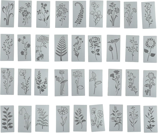36 Pieces Flower Stencils for Painting on Walls,Reusable Floral Stencils,DIY Craft Drawing Templates Set for Wall Paper Canvas Home Decor