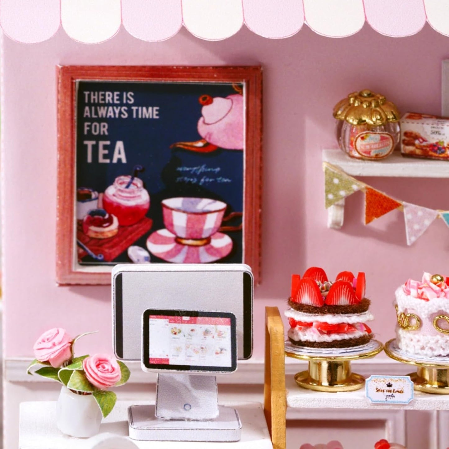 DIY Miniature House Kit, Mini House Building Kit with LED & Dust Cover, DIY Wooden Dollhouse Miniature Kit for Adults Teen, Wooden Crafts Lovely Dollhouse Kit, Sweet Talk