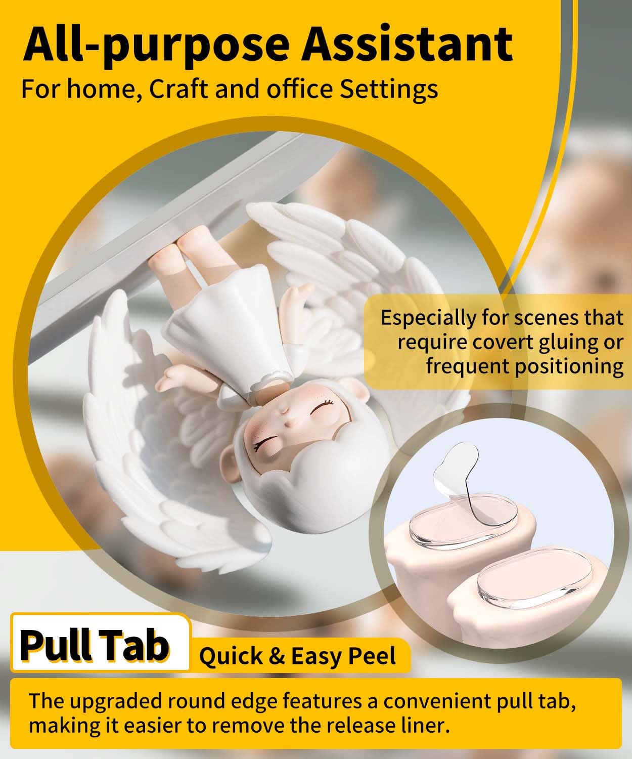 Upgraded Removable Mounting Putty with Pull Tab, Double Sided Adhesive Dots, No Trace Tape Sticky Tack Dots for Picture Crafts, 320 Pcs 0.31" x 0.51"