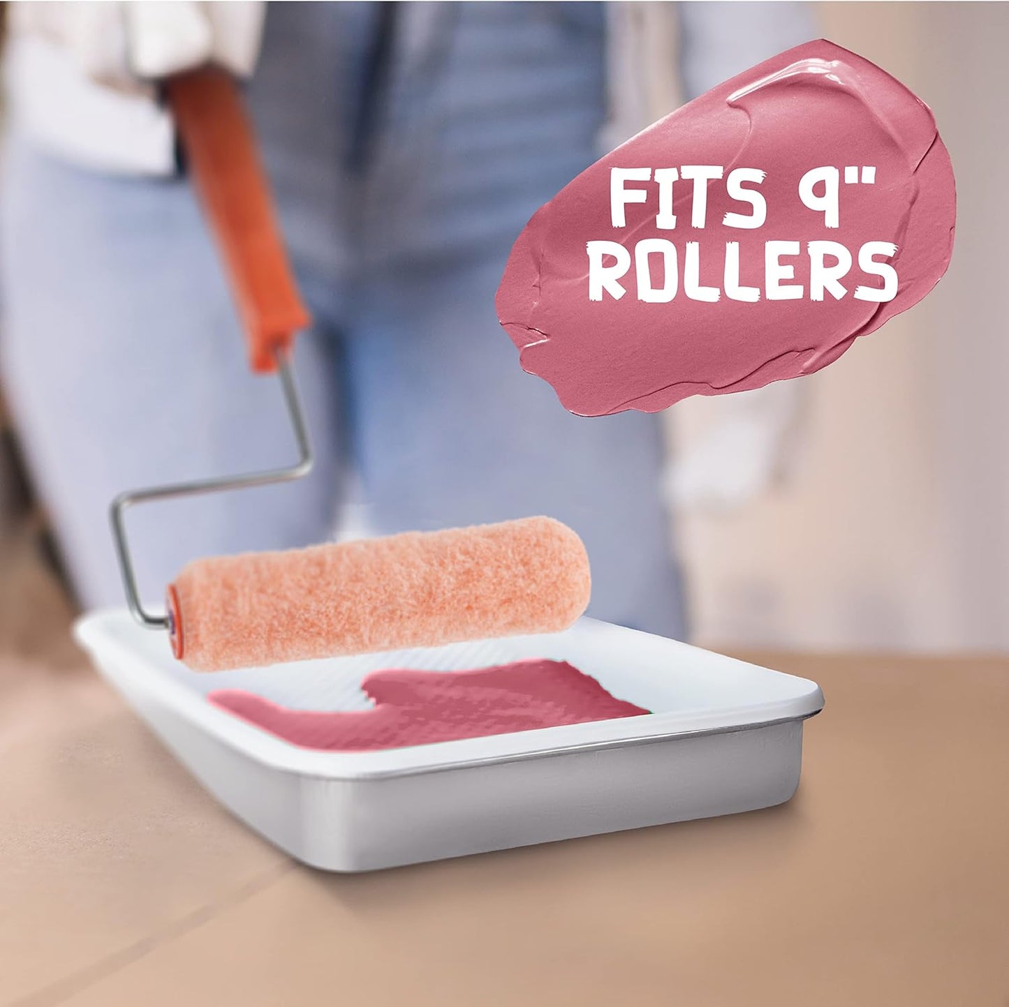 Paint Tray Liners, 1-Qt. Paint Capacity, Overlapping Edges, Fits 9” Metal Paint Trays, Dotted Ramp for Easy Rolling, (10)