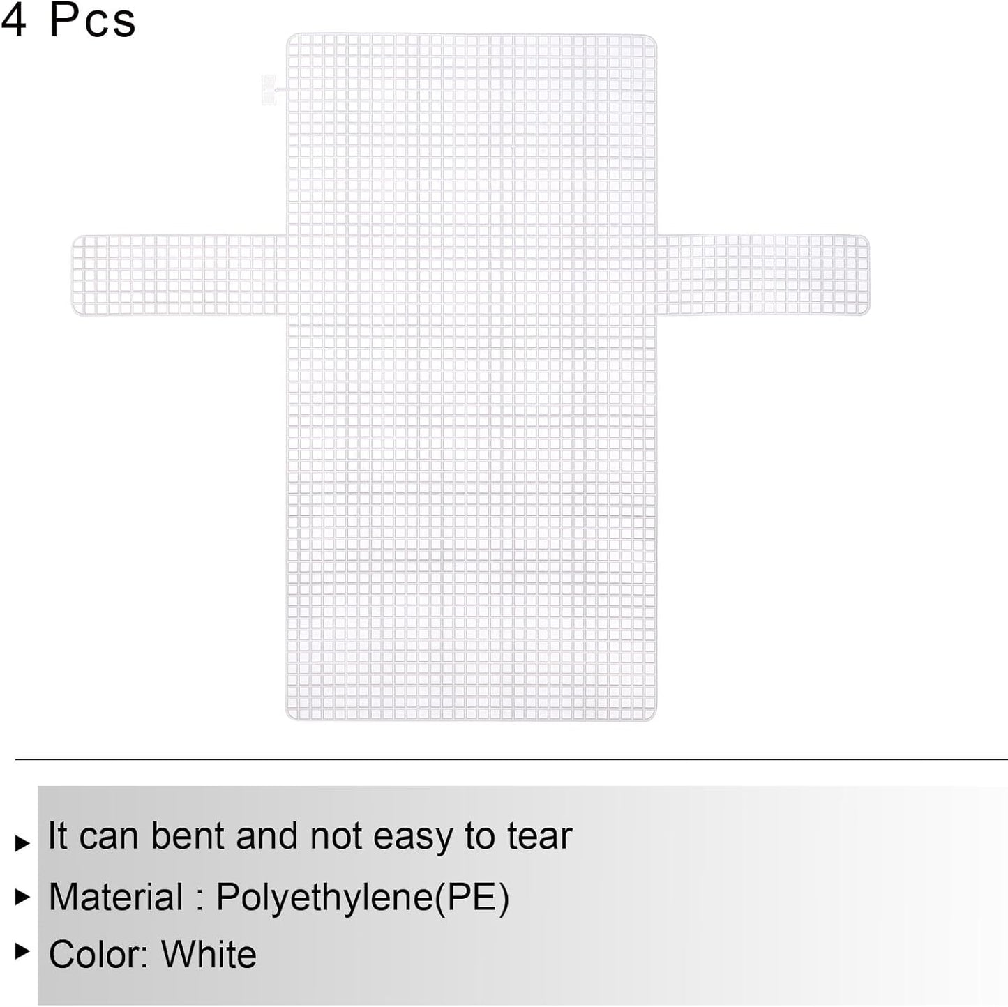 MECCANIXITY 2Pcs Plastic Mesh Canvas Sheet 4 Count 36 cm/ 14.2" for Crochet Bag Making Cross Blank Canvas for Embroidery Needlepoint, Bag, Knit Crochet Mesh, White