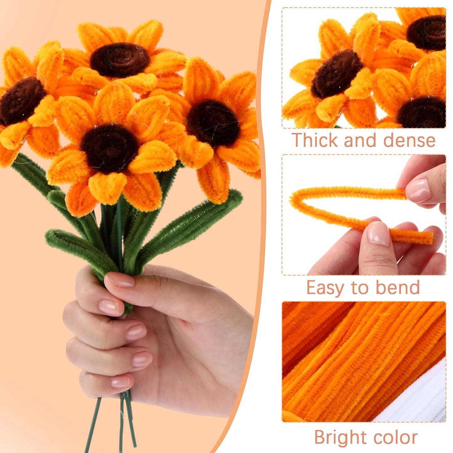 700 Pcs Halloween Fall Pipe Cleaners Craft Bulk Pastel Chenille Stems Flower DIY Gradient Colored Fluffy for School Classroom Thanksgiving Christmas Party Supplies(Yellow Theme)