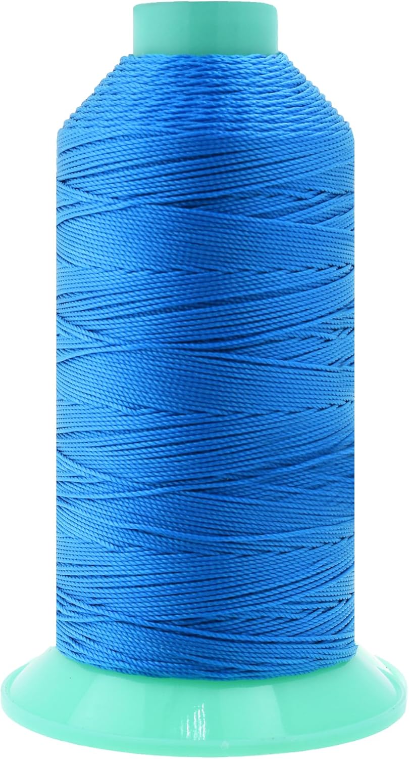 Mandala Crafts Bonded Nylon Thread Sky Blue Heavy Duty Sewing Threads - 415 YDs Size 346 210D T350 Tex 350 Thread for Leather Jeans Weaving Outdoor Marine Upholstery Threads