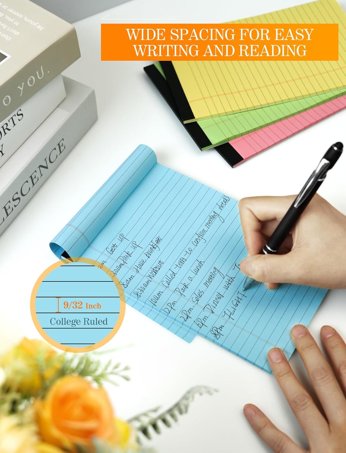 12 Pack Small Note Pads 5x8, Small Colored Legal Pads 5x8 College Ruled, Perforated Legal Notepads, 30 Sheets/Pack Writing Pads 5x8, Colored Notepads 5 x 8 Lined Paper Pads for Office Supplies