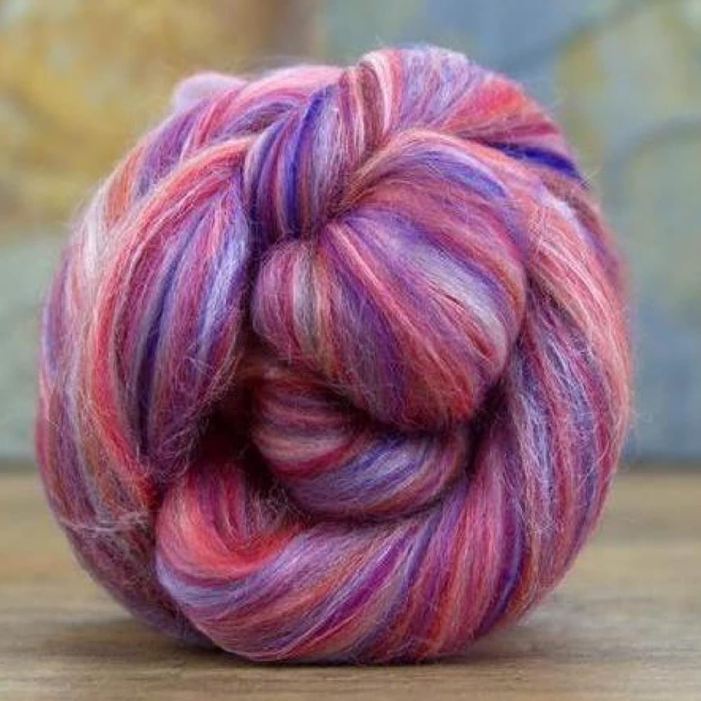 Revolution Fibers – Constellation Range Roving (8 Ounces) | Multicolored Tonal Blend of 70% Dyed Merino and 30% Tussah Silk Combed Top | Soft Fiber for Felting, Spinning, Knitting (Hydra Pink)