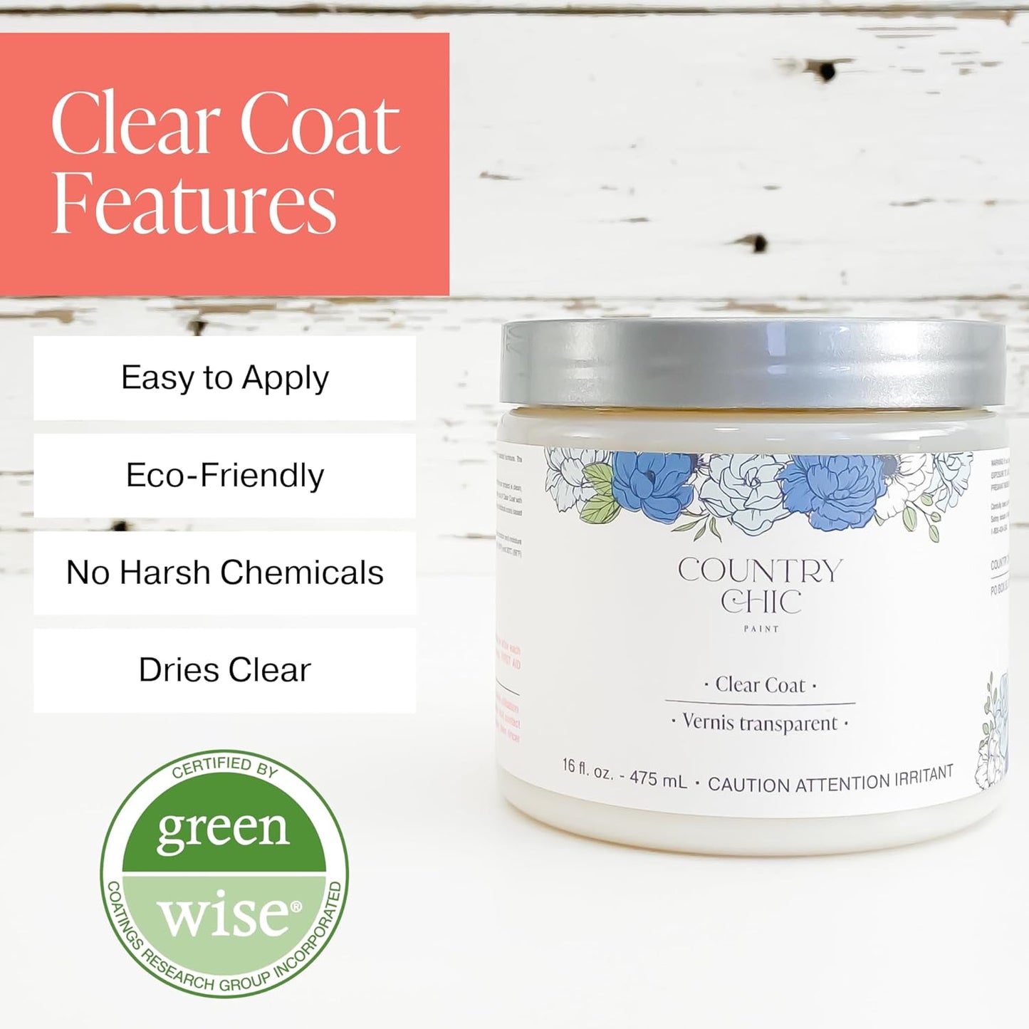 Clear Coat Quart (32oz) - Eco-Friendly Clear Satin Sheen Top Coat for Chalk Style Wood Furniture Paint, Non-Yellowing Waterproof Finish, Easy Application