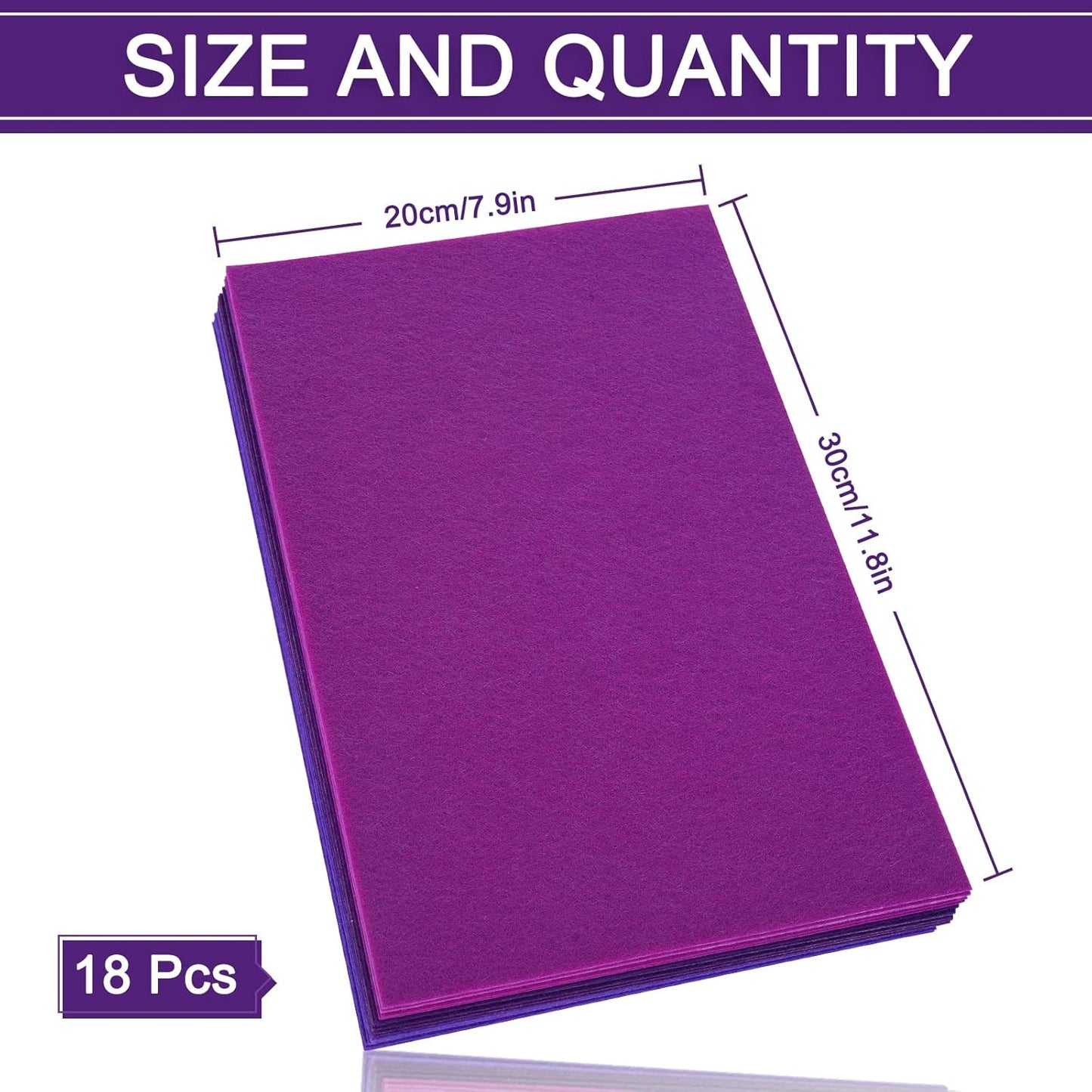 Whaline 18Pcs Felt Fabric Sheets Soft Thick Assorted Purple Craft Felt Pack for DIY Craft Sewing Patchwork Art Projects, 3 Colors, 7.9 x 11.8 Inch
