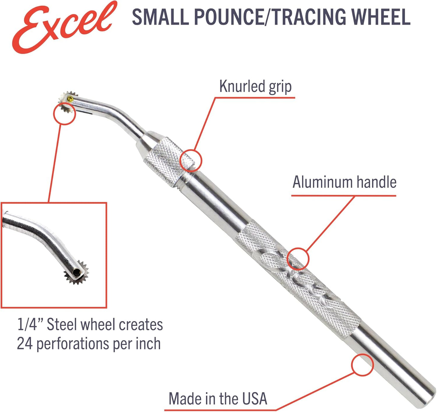 Excel Blades Pounce Wheel - 1/4-Inch Stainless Steel Tracing, Perforating, Cutting, Sewing, Quilting & Embossing Tool