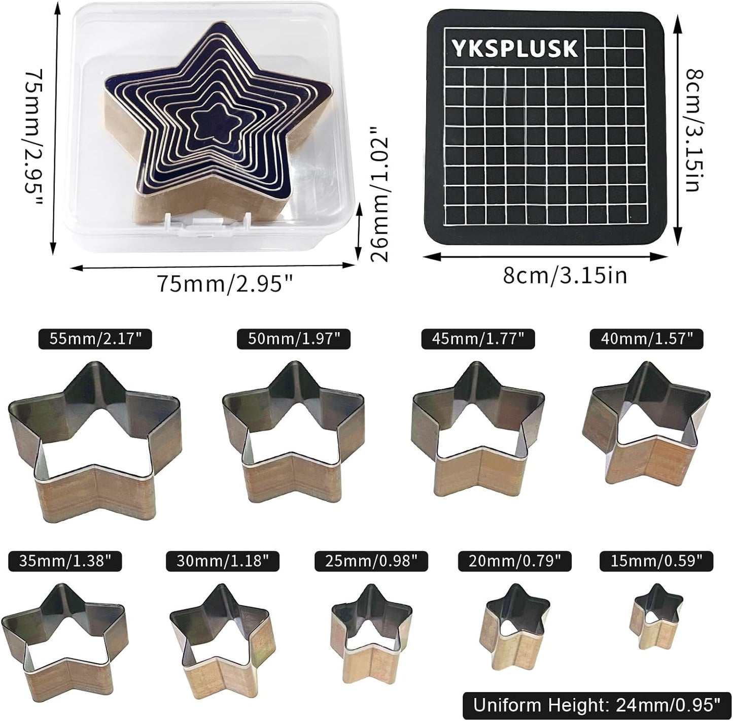 9 PCS Hollow Punch Cutter Set9 Sizes Star Shape Leather Cutting Dies Cutter ToolCutting Mold Punching Die Set for DIY Leather CraftLeather Cutter Hollow Punching Tool with Plastic Box SCS009