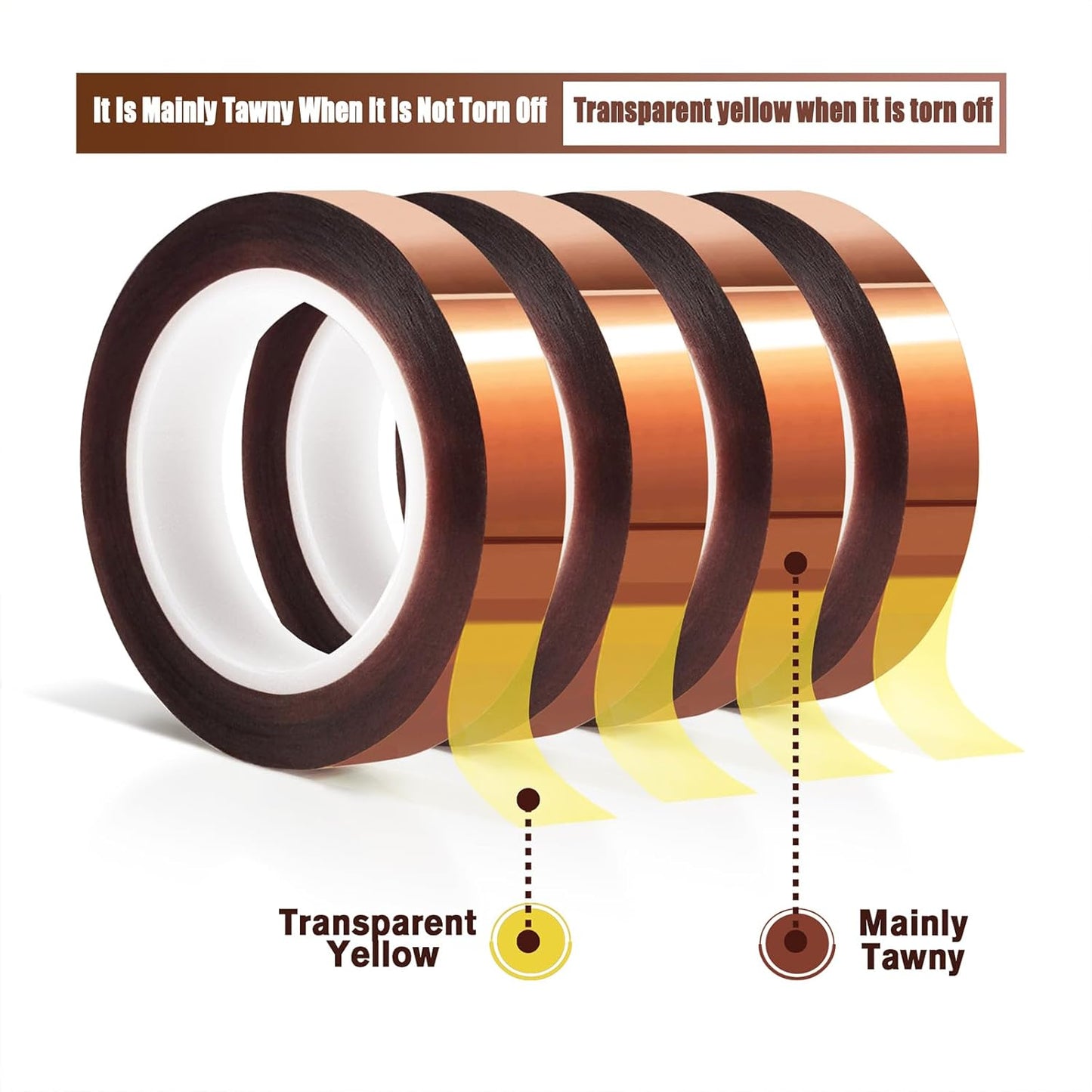 4 Rolls 10mm x16m(52FT) Heat Tape High Temperature Heat Resistant Tape Heat Transfer Tape for Heat Sublimation Press Vinyl,No Residue