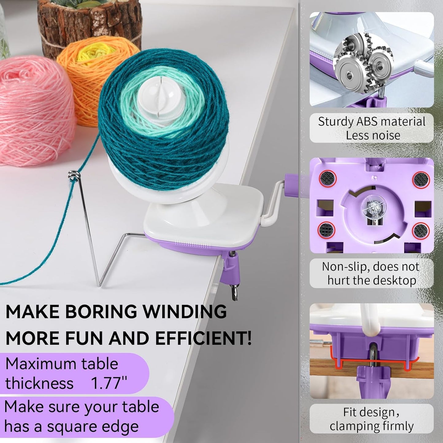SPEENSUN Yarn Winder for Crocheting, 3.5 OZ Easy-to-Install and Efficiently Yarn Spinner with Lower Noise for Yarns Below Size 5, The Best Gift for Crochet and Knitting Lover