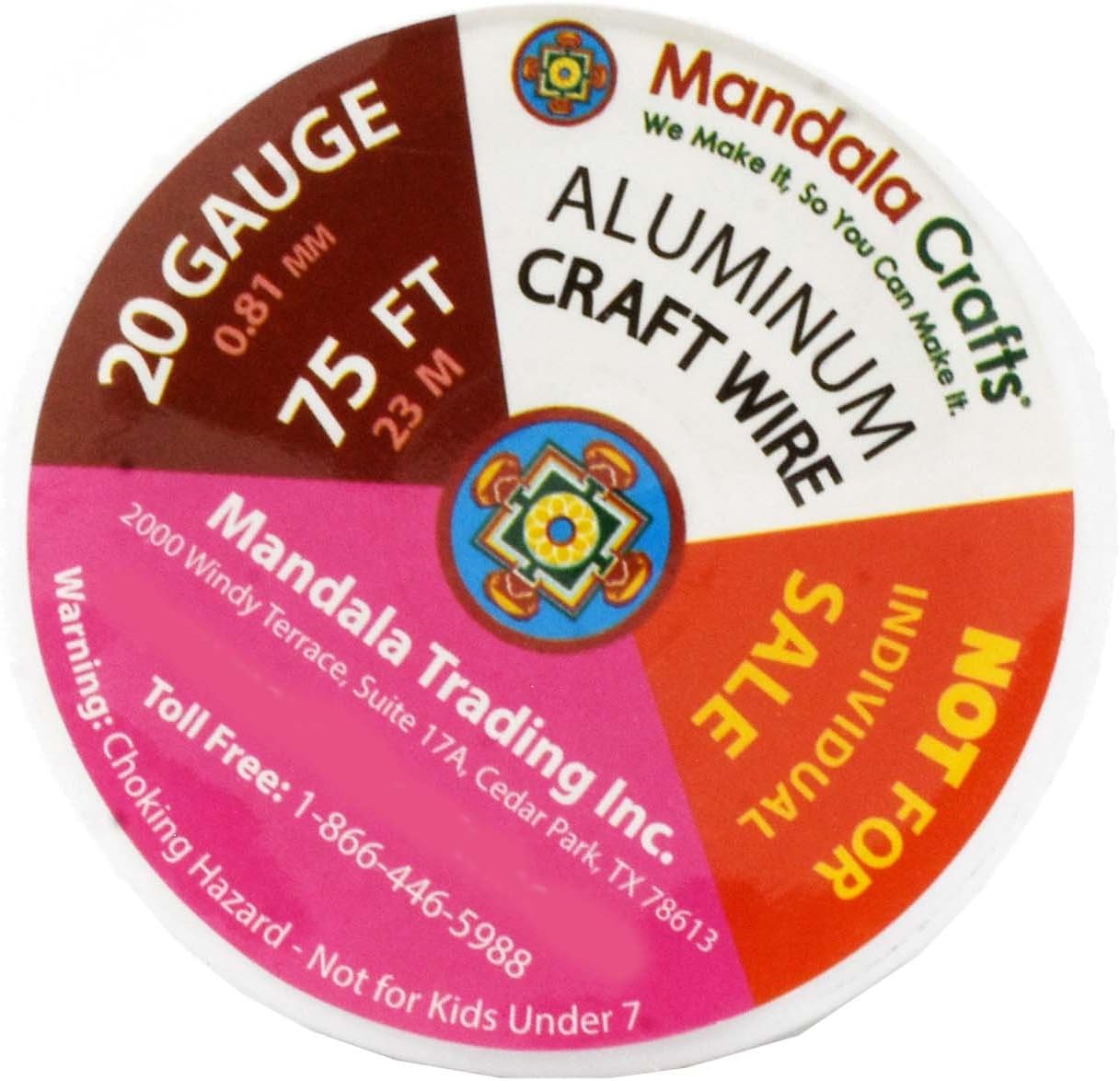 Mandala Crafts 20 Gauge Anodized Aluminum Craft Wire for Jewelry Making - 450 FT Colored Flexible Silver Combo Wire - Bendable for Bonsai Armature Crafting Sculpting