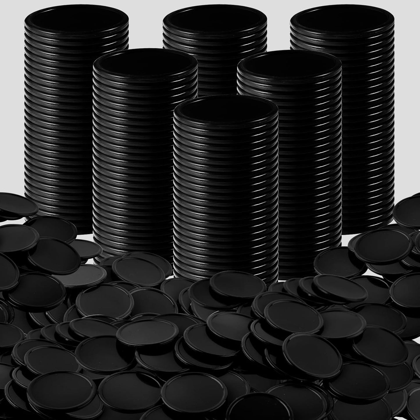 Coopay 1 1/2 Inches Plastic Poker Chips Learning Counters Disks Bingo Chip Counting Discs Markers for Math Practice and Poker Card Game Tokens, Teaching Rewards, 200 Pieces (Black)