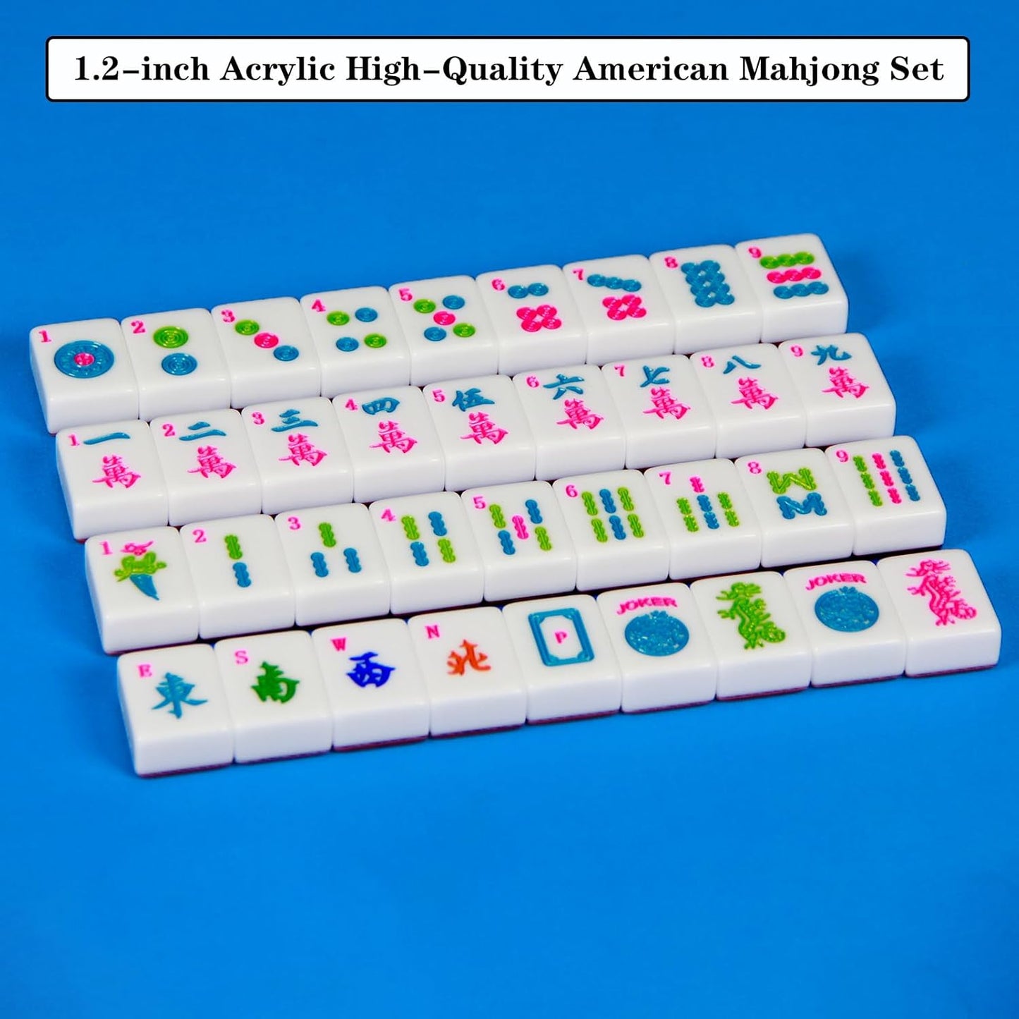 Acrylic American Mahjong Tile Set 1.2-inch Mahjong Tile Set 166 American Mahjong Set