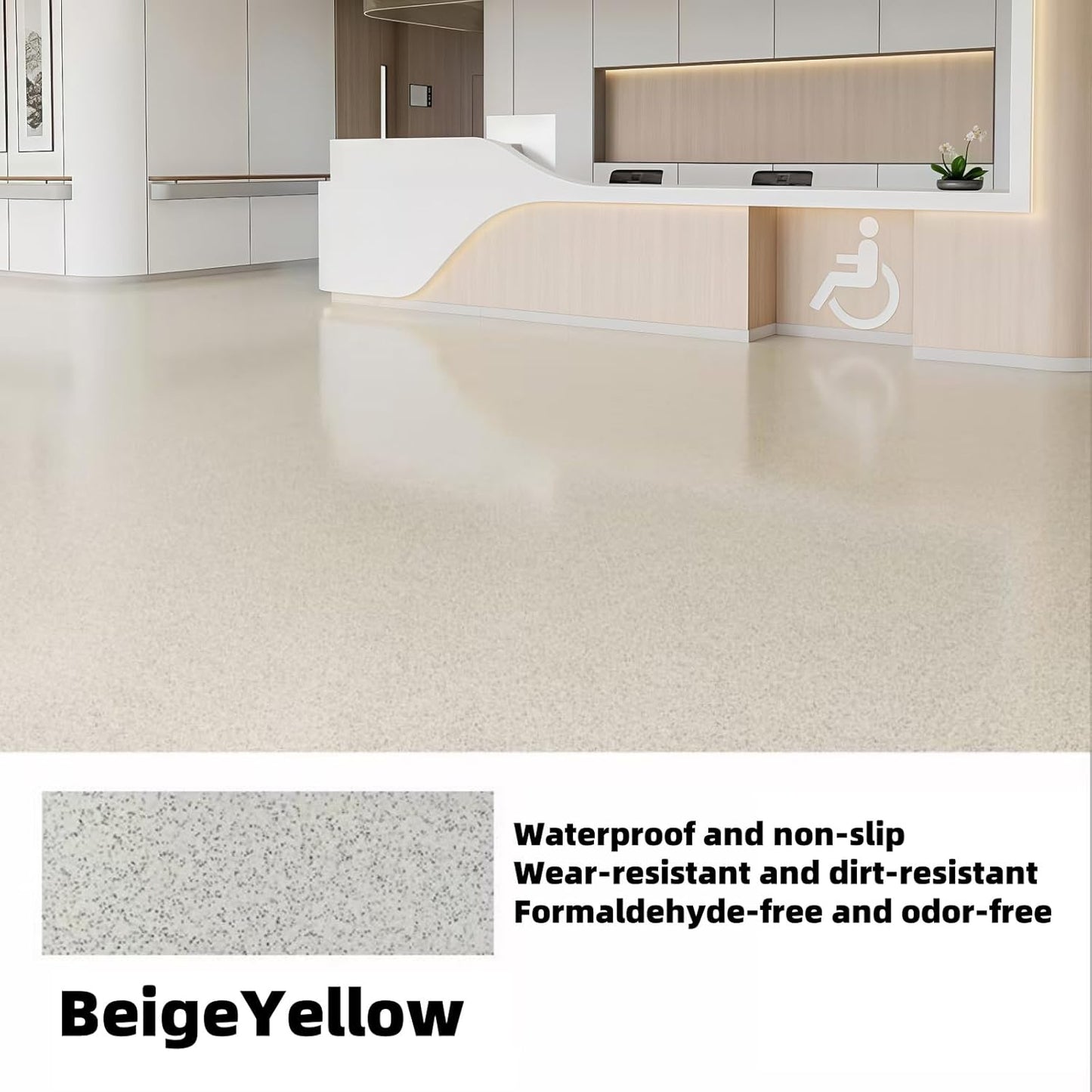 Epoxy Colored Sand Floor Paint, Epoxy Floor Paint High Gloss Marble Effect Coating for Indoor and Outdoor, Wear-resistant and non-slip Self-leveling Coating Yellow 35OZ(1KG)