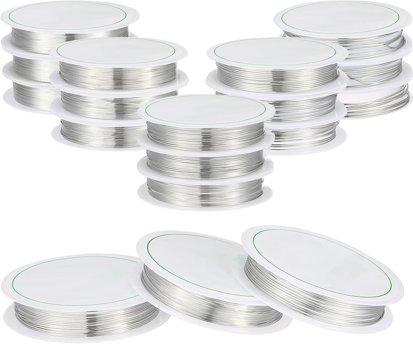 Mixweer 15 Pcs 5 Size Copper Wire 18 20 22 26 32 Gauge Tarnish Resistant Jewelry Wire for Jewelry Making 121 Yard Metal Beading Crafting (Silver)