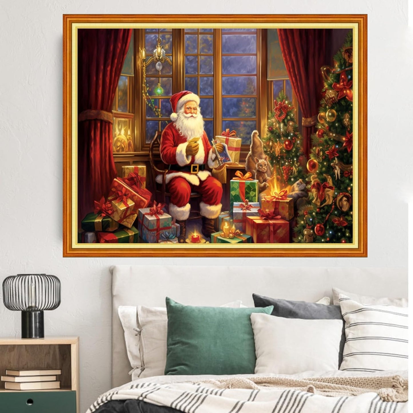 Dimxvean Stamped Cross Stitch Kits,Cross Stitch Kits for Adults Beginners,Embroidery Kits Full Range of Cross Stitch Stamped Kits Needlepoint Kits Cross Stitch Patterns-Santa Claus 16x20 inch, Small