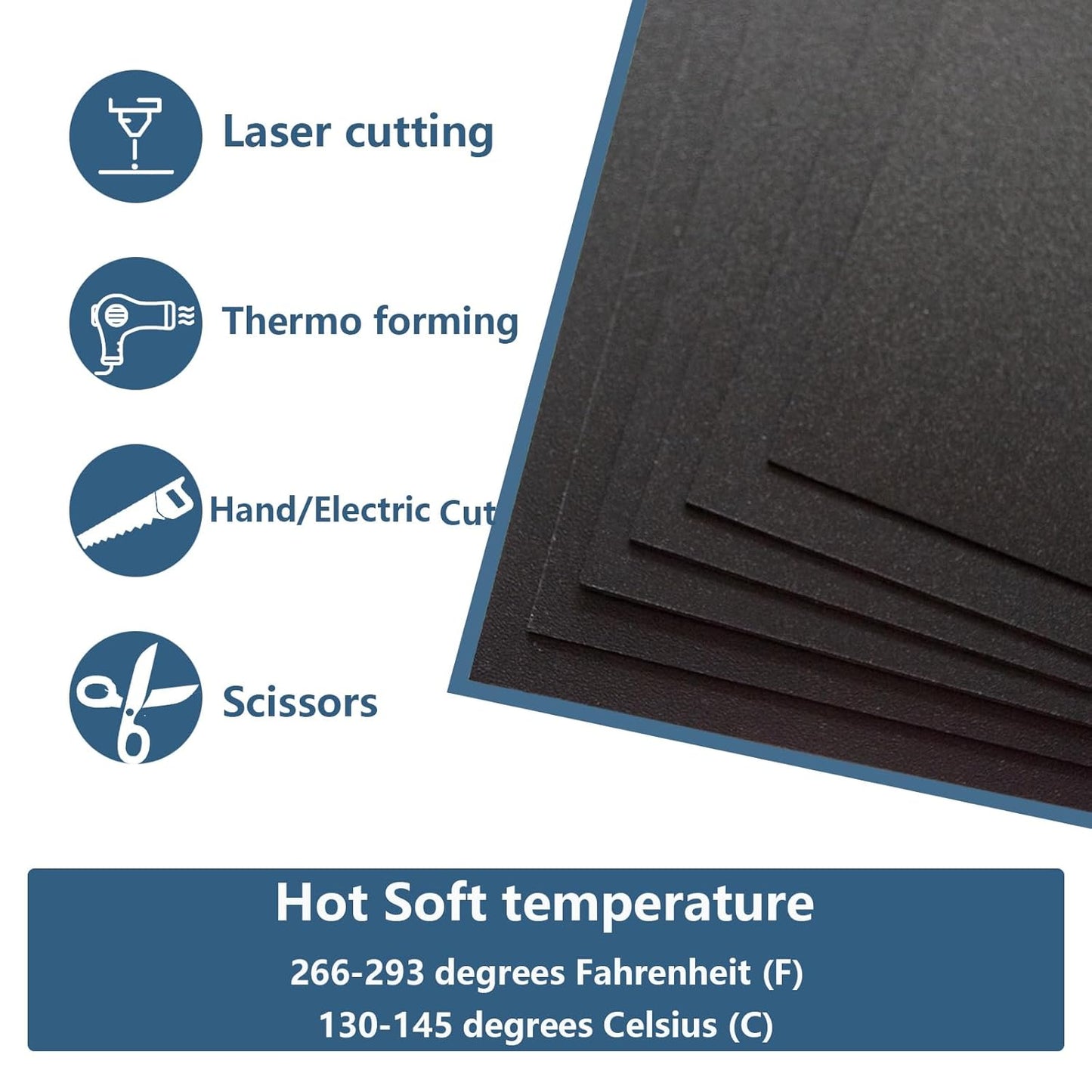 3 Pack Black Plastic Sheet 8x12x0.08 in Flexible High Tensile Plastic Sheets Black Plastic Panel for DIY Materials Handicrafts Home Decoration