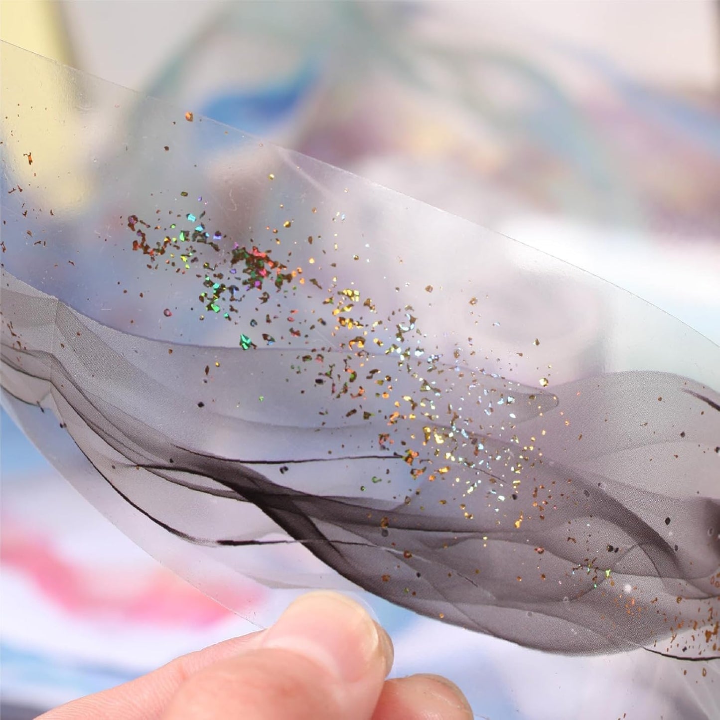 6 Rolls Transparent PET Tape Set,Self-Adhesive Colourful Washi Tape for Scrapbook Supplies Notebook Photo Album Junk Journal Diary Journaling(Flowing Gold)