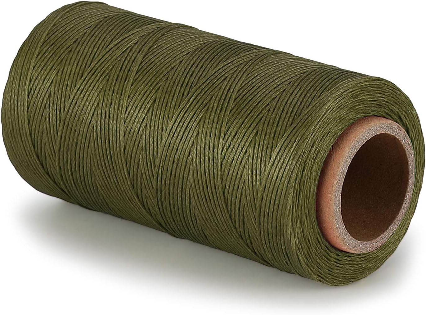 Flexzion Waxed Thread - 284 Yards (260 Meters) 0.8mm 150D Polyester Wax Thread for Leather Sewing, Bookbinding, Stitching, Repairing, Beading, & DIY Projects (Army Green)