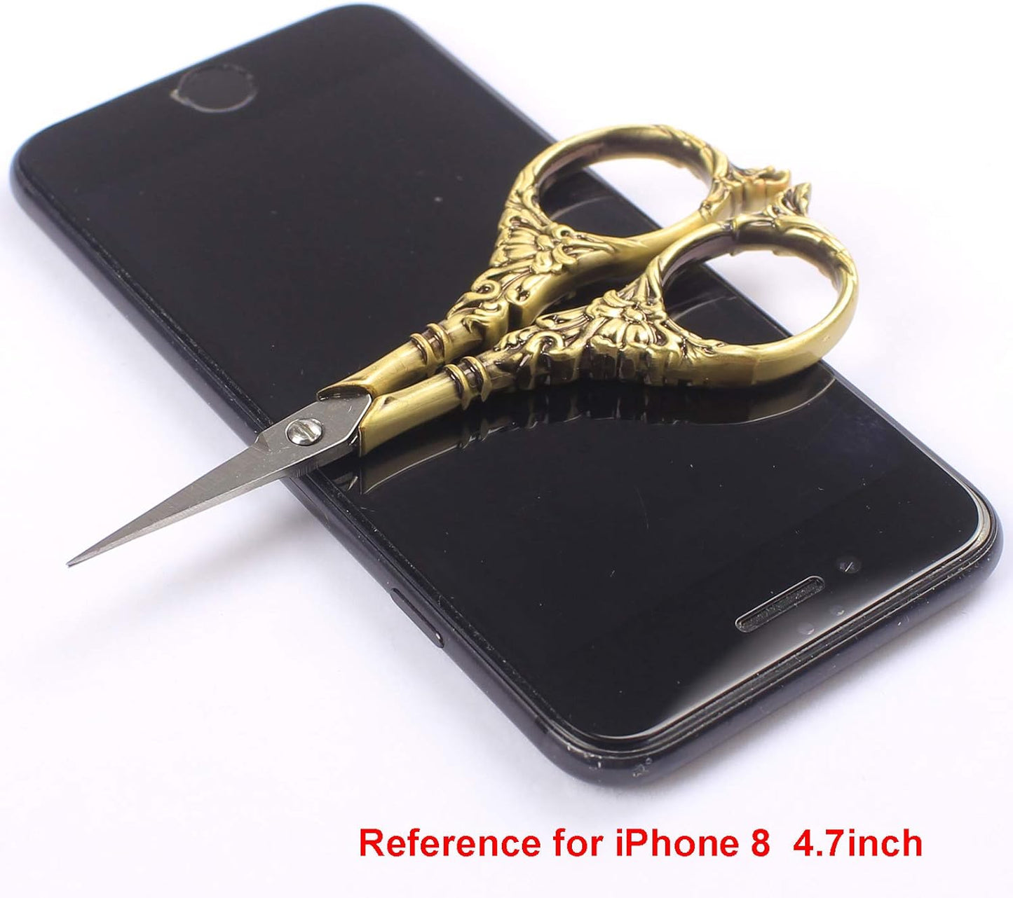 BIHRTC Vintage European Style Scissors Stainless Steel for Cross Stitch Cutting Embroidery Sewing Handcraft Craft Art Work DIY Tool(Bronze)