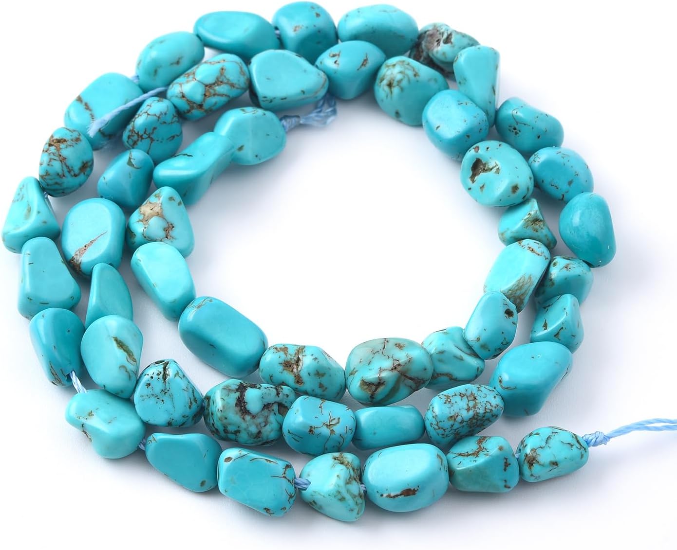 Green Turquoise Pebble Nugget Oval Free Tumbled Stone 6-8mm Natural Gemstone Loose Beads Approx 15.5 inch for DIY Jewelry Making
