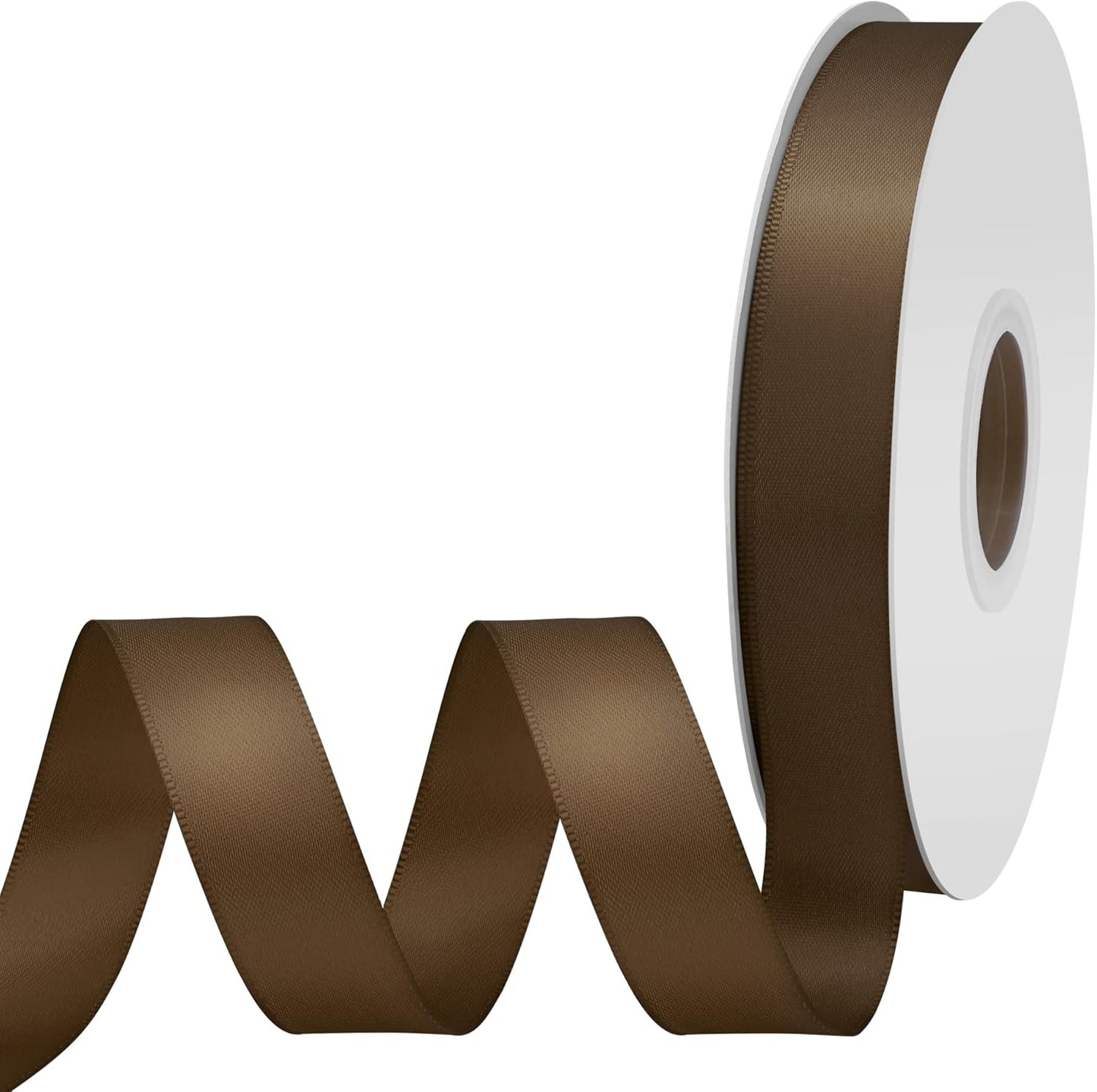 Brown Satin Ribbon 3/4" X 50 Yards Solid Color Double Faced Ribbons Perfect for Crafts Wedding Decor Bow Making Arts Sewing and More