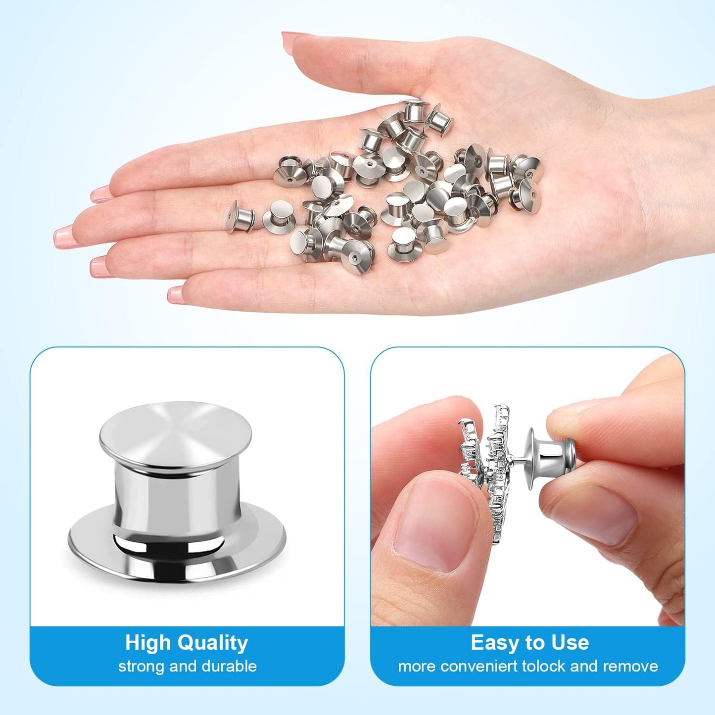 20PCS Locking Pin Back Locking Pin Keeper Clasp, Metal Pin Backing for Brooch Enamel Lapel Pin Lock