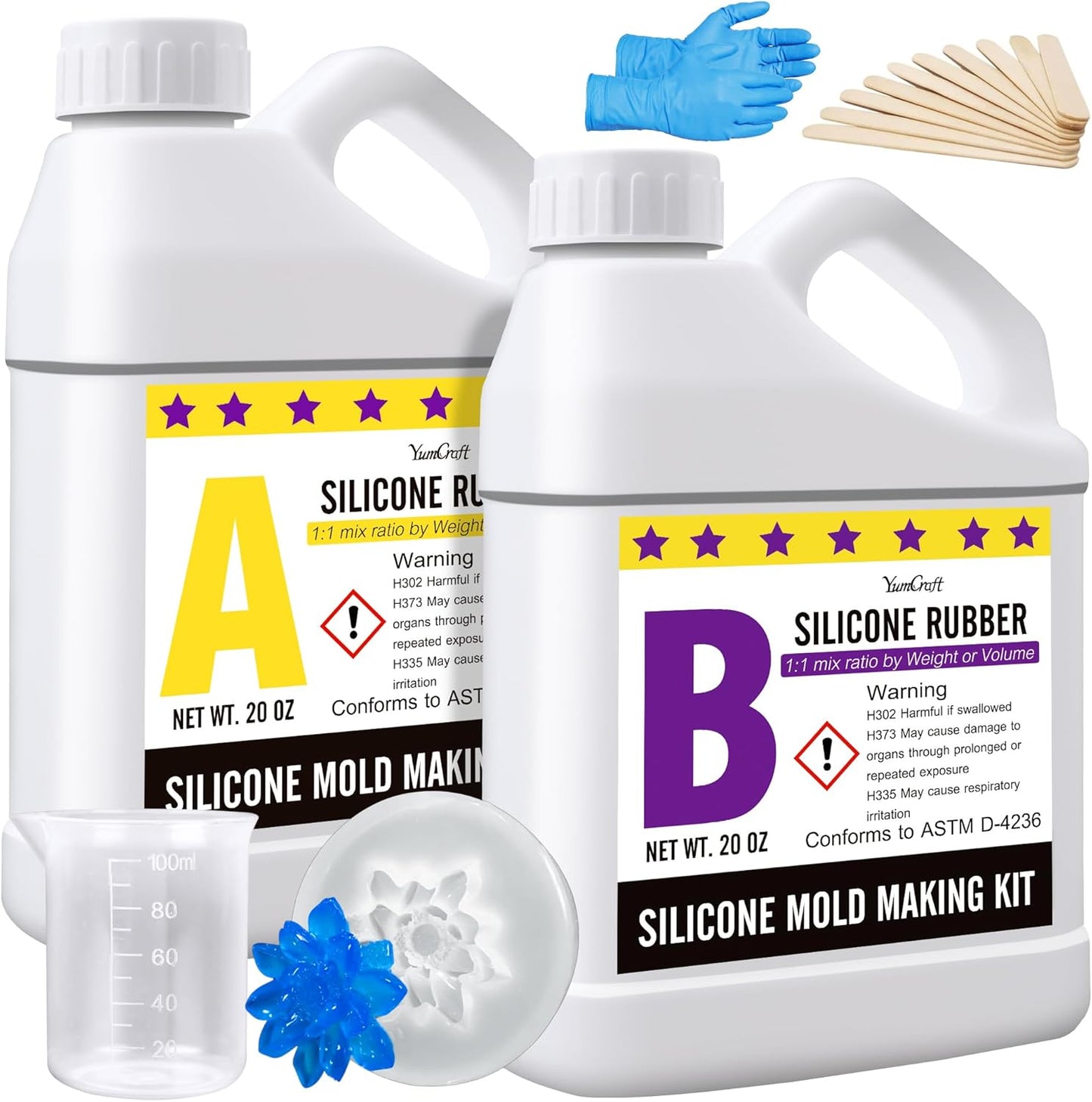 Silicone Mold Making Kit - 40oz Elastic Liquid Silicone Rubber for Making Silicone Mold, Casting - Fast Cured Translucent 18A Molding Silicone for DIY Resin Molds, Candle Molds, Soap Mold, Crafts