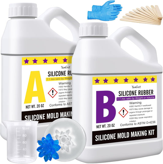 Silicone Mold Making Kit - 40oz Elastic Liquid Silicone Rubber for Making Silicone Mold, Casting - Fast Cured Translucent 18A Molding Silicone for DIY Resin Molds, Candle Molds, Soap Mold, Crafts