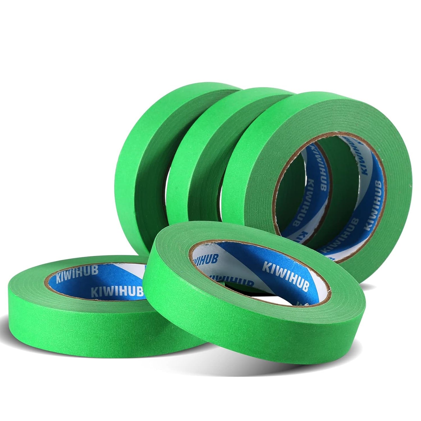 Green Painters Tape,1 inch x 60 Yards x 5 Rolls - Medium Adhesive Green Masking Tape for Painting,Labeling,DIY Crafting,Decoration and School Projects (300 Yards Total)