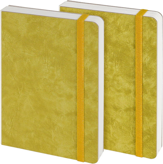 Funto Watercolor Journal, 7.5x5, 2 Packs, 44 Pages Each, Cold-Pressed 100% Cotton,PU Leather Green Cover, Art Supplies for Mixed Media