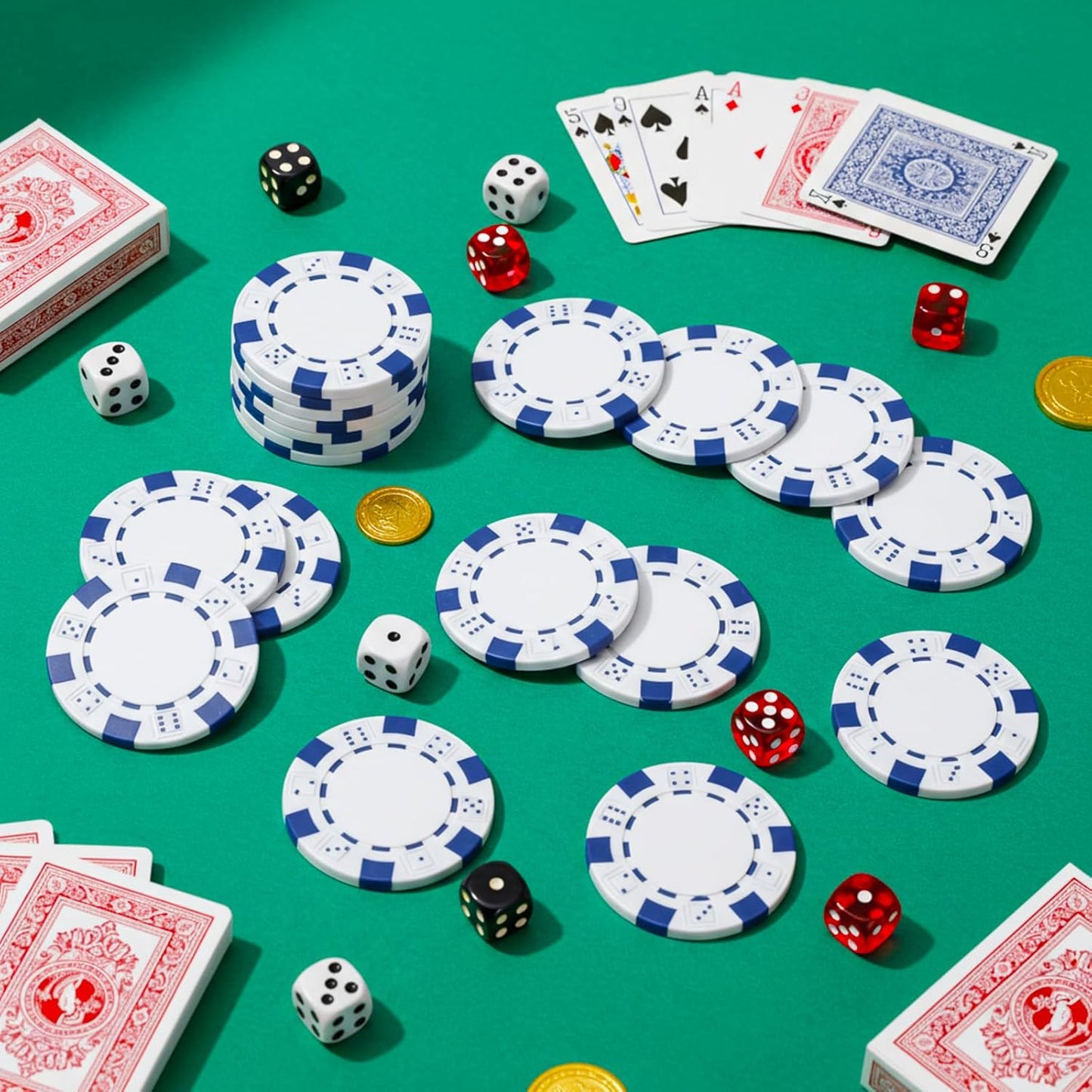 100 Pcs 11.5 Gram Poker Chips ABS Monte Carlo, 40 mm Bingo Chips Tokens Markers Blank Counting Bulk for Blackjack, and Card Night Poker Games