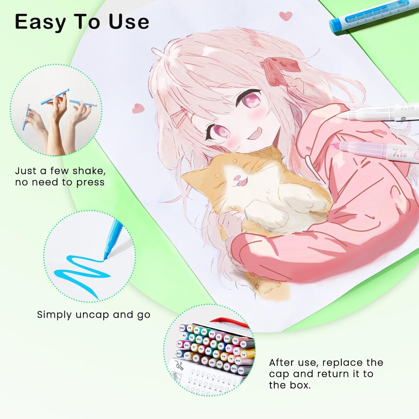 7.1G Acrylic Paint Markers Direct Liquid - 48 Colors Acrylic Markers with Automatic Ink Control, Paint Markers High Opacity Paint Pens Waterproof Lightfast for Rock Painting Eggs Wood Glass Ceramic