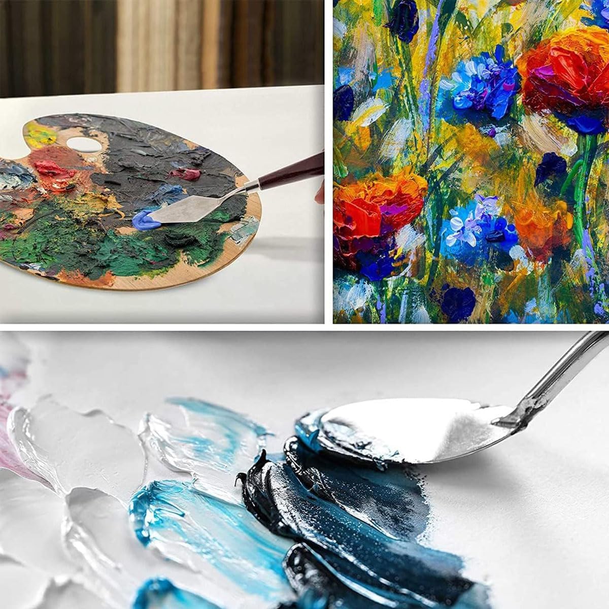 18 Piece Painting Knives Stainless Steel Spatula Palette Knife Professional Palette Knife Painting Wood Handle Oil Painting Accessories Color Mixing Set for Oil Canvas Acrylic Painting