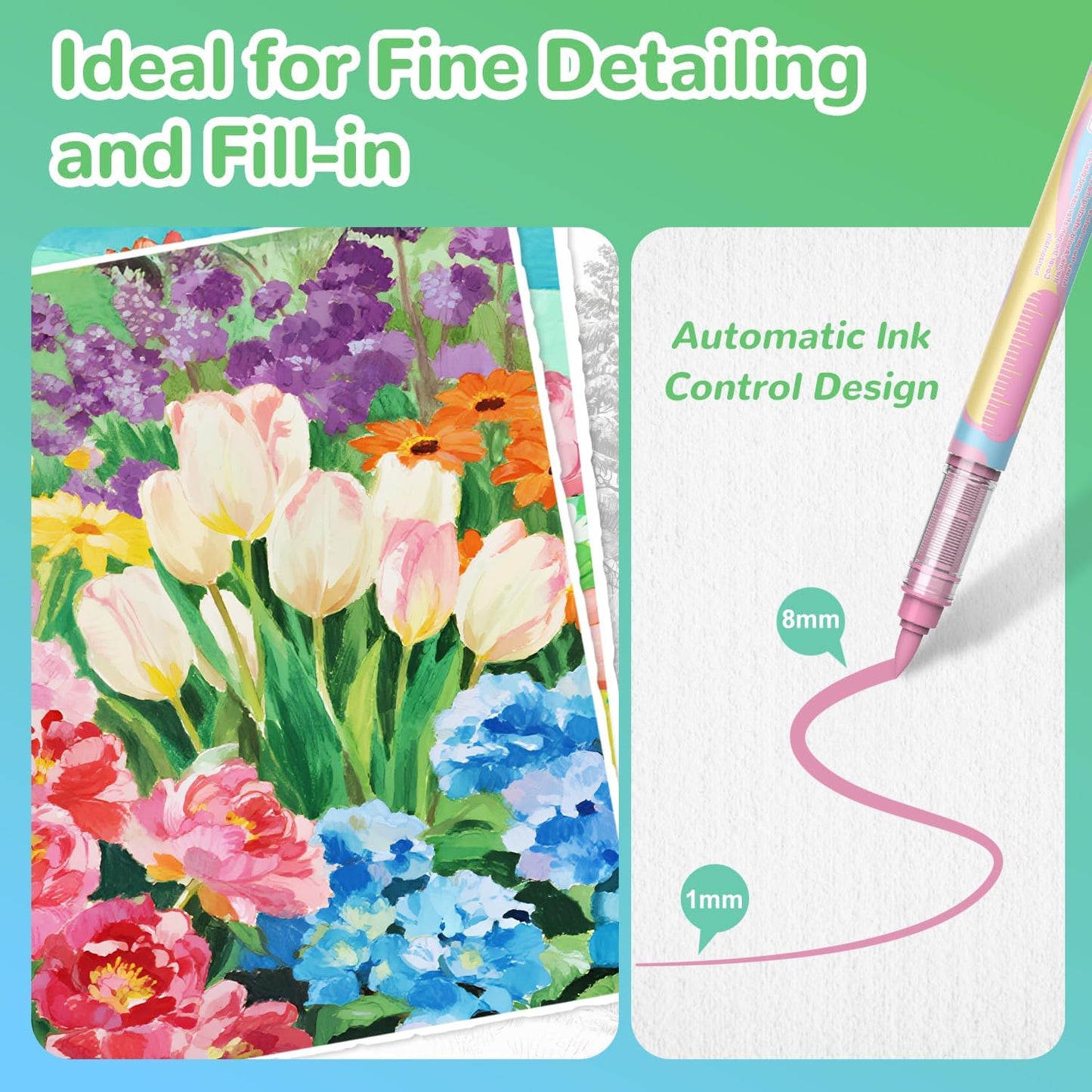 Guangna 12 Macaron Acrylic Paint Markers Set, Brush Tip Acrylic Paint Pens for Rock Painting, Wood, Glass, Paper, Coloring Book, Ceramic, Canvas, Water-Based Ink