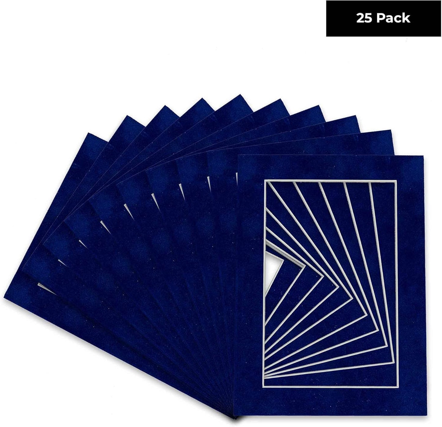 Pack of 25 Acid Free 11x14 Mats Bevel Cut for 8.5x11 Photos - Brooke Blue Suede Precut Matboards With Backing Boards and Clear Photo Mat Bags For Pictures, Photos, Framing - 4-ply Thickness