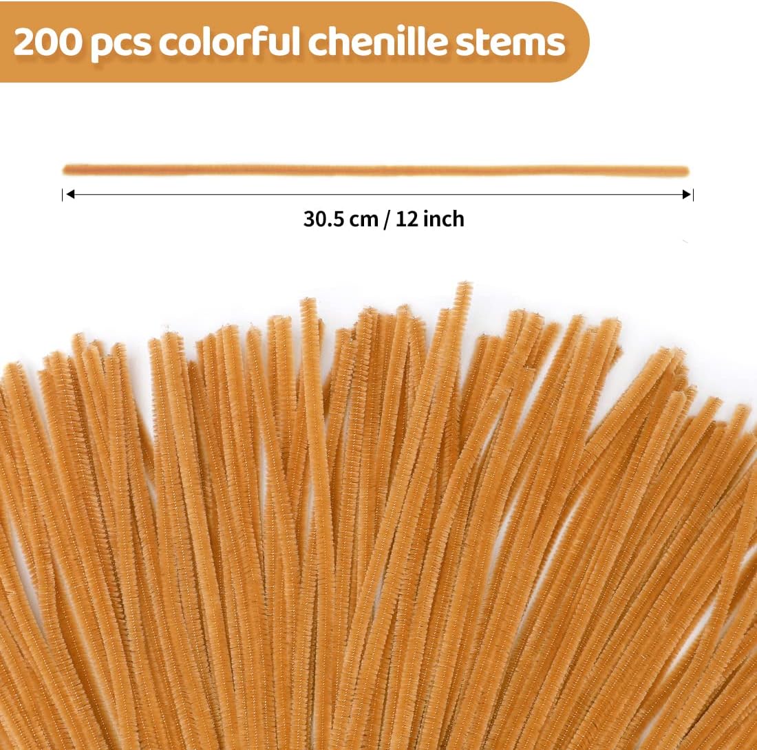 Eppingwin 200pcs Pipe Cleaners, Light Coffee Pipe Cleaners Craft Supplies,Chenille Stems for DIY Arts Crafts Project(Light Coffee)