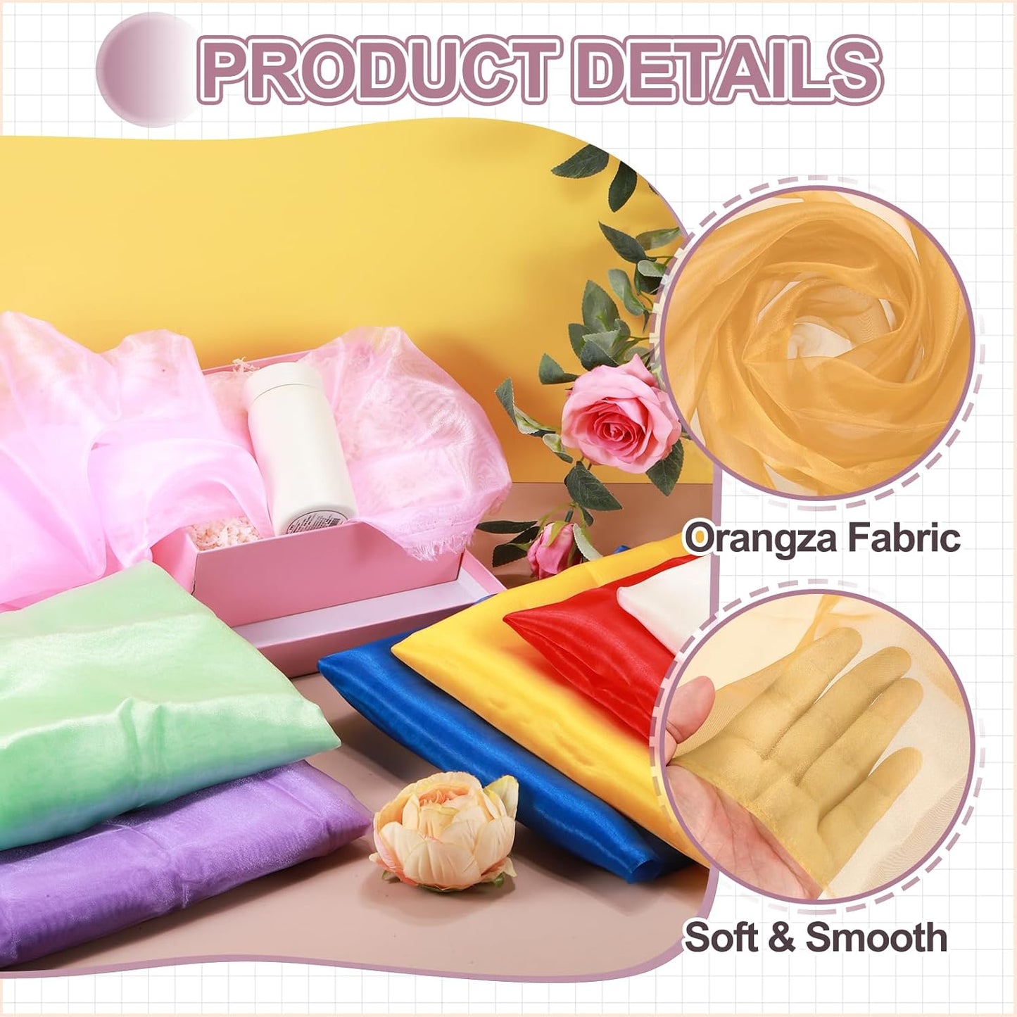 MECCANIXITY Iridescent Sheer Organza Fabric, 2 Yards x 59 Inches Solid Holographic Shiny Fabric Organza Cloth for Wedding, Curtains, Costume, Photo Background, Light Coffee