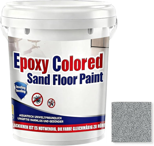 Epoxy Colored Sand Floor Paint, Epoxy Floor Paint for Concrete, High Gloss Marble Effect Coating, Waterproof Non-Slip Concrete Paints, Suitable for Indoor/Outdoor Use (Light Gray,640 oz/20 kg)