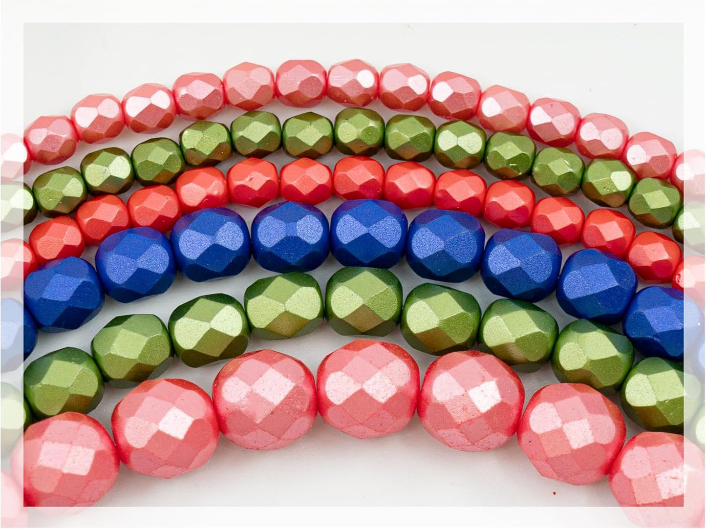 170 pcs Set of Czech Faceted Round Glass Beads, 6X Stranded Fire-Polished Beads by 15 cm - Pink - kit for Jewelry Making
