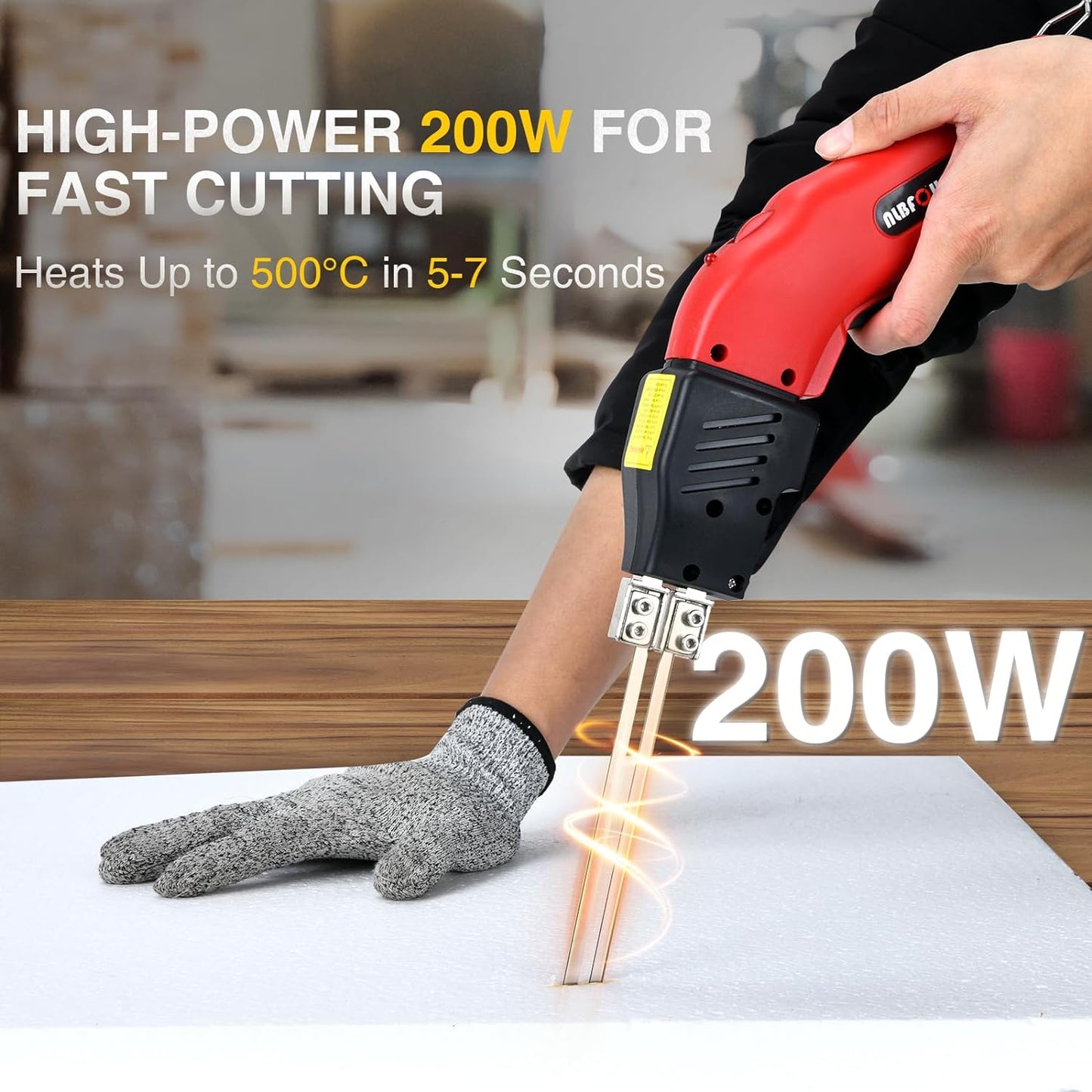 Foam Cutter Electric Hot Knife Styrofoam Cutter Foam Cutting Tool Hot Knife Foam Cutter Air Cooled 200W 110-120V (4 Blades) for XPS,EPS,EPP,EVA,EPE,KT Board,PU,Sponge