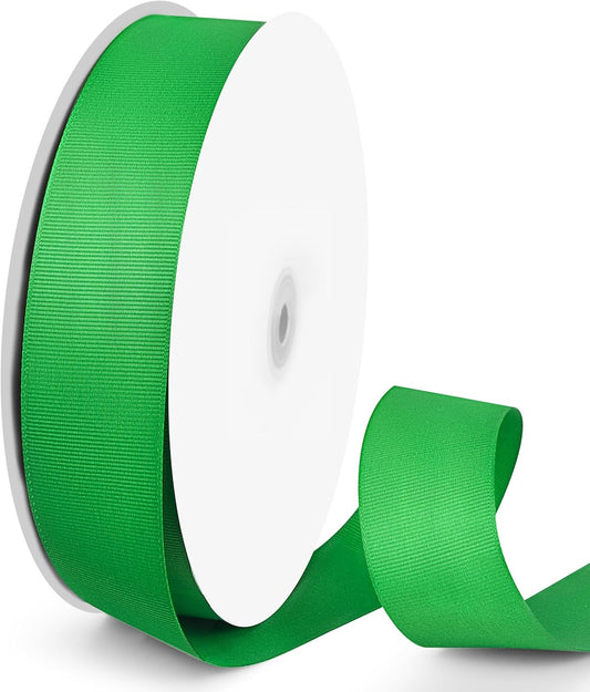 100 Yards 1.5 inch Grosgrain Ribbon, Solid Color Fabric Ribbon Perfect for Gift Wrapping, Wedding, Handmade Bows, Floral Bouquets and Party Decoration(Green)