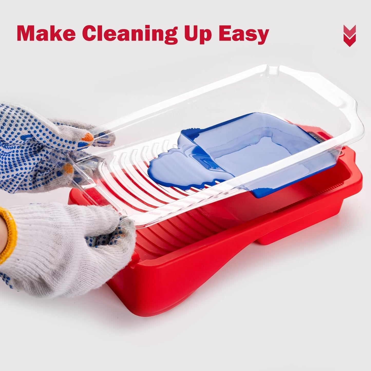 Mister Rui 4 Inch Paint Tray Liners 8-Pack with Lid - Reusable, Solvent-Proof Plastic Roller Tray Refills for Leak-Free Painting, Fits Mister Rui Red Trays