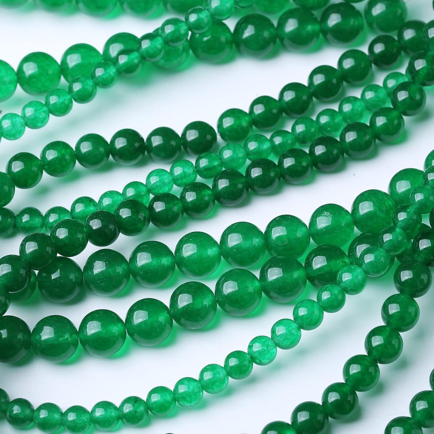 48PCS 8MM Natural Green Jade Stone Beads Energy Healing Beads for DIY Jewelry Bracelet Necklace Making for Jewelry Making15Inch
