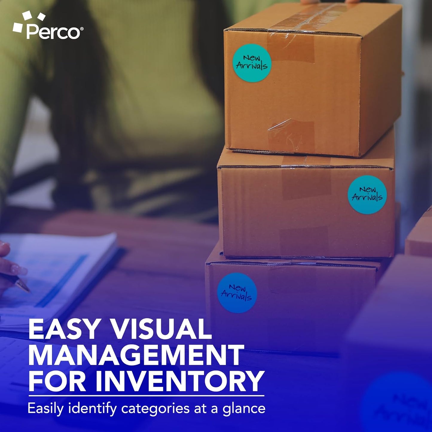 Perco Teal 3-Inch Round Circle Dot Sticker Labels - Multi-Roll Pack (3 Rolls, 500 Labels Each) - Permanent Adhesive, Vibrant Colors, Strong Hold - Perforated for Easy Use - Made in USA