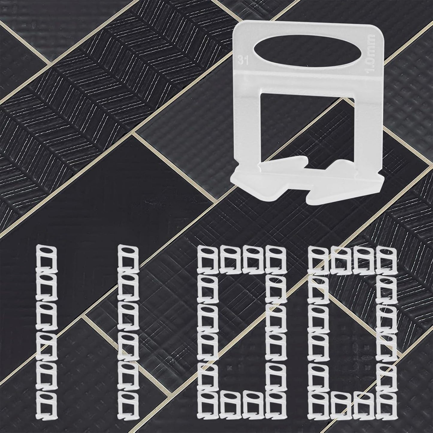 1100 Pcs Tile Leveling System Clips 1/32" (1.0mm) for Ceramic Tile and Stone Installation - DIY Tile Leveler Spacers Kit for Perfect Alignment(1100, 1/32)